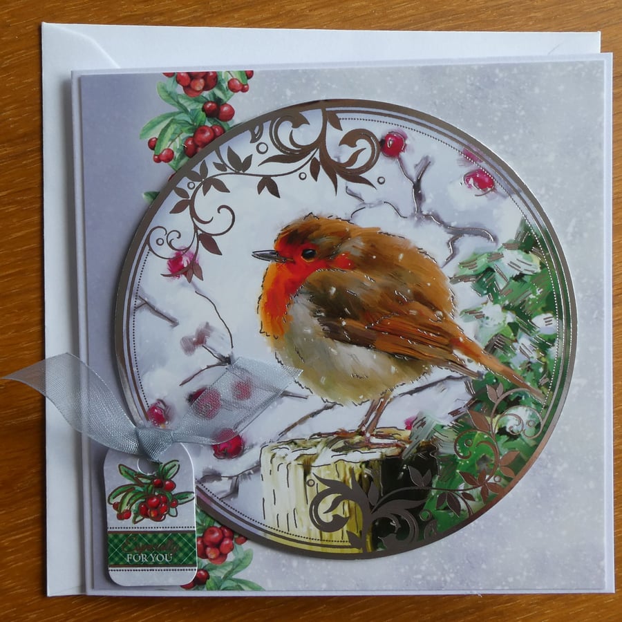 Christmas Card - Robin and Berries