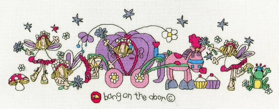 Bang on the door - fairy girls party cross stitch chart