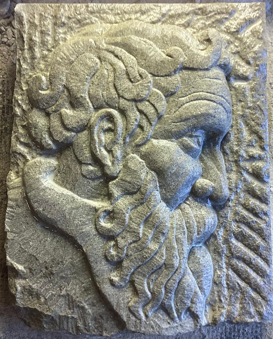 Stone Carving Portrait of Old Man with Beard Garden Outdoor Ornament Sculpture