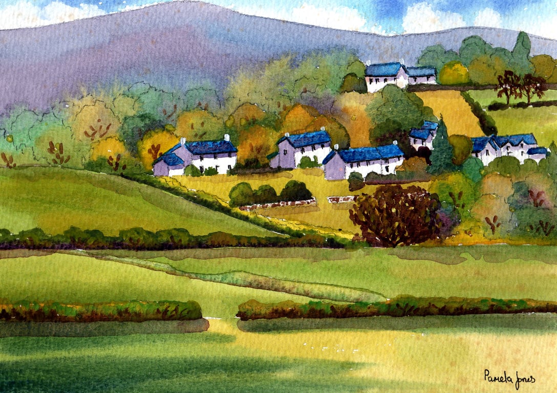 North Gower, Cottages, South Wales, Original Watercolour, in 14 x 11'' Mount