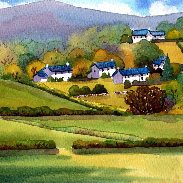 North Gower, Cottages, South Wales, Original Watercolour, in 14 x 11'' Mount