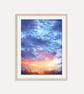 Vibrant Blue Sunset Fine Art Print, Colorful Ocean Watercolor, Coastal Wall Art