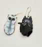 'The Owl and the pussycat' enamelled earrings