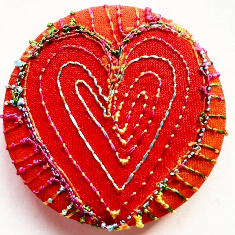 Buttons 1 inch button Hand Dyed Silks and Cottons Free Machine Embroidery Button