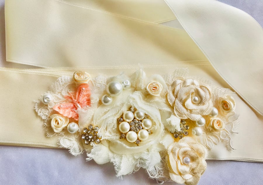 SALE! Cream Satin Bridal Sash Belt SALE!