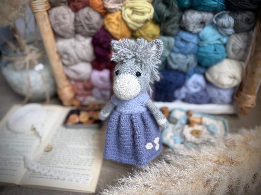 Digital PDF pattern Cottage Style Donkey Amigurumi Crochet Pattern, Woodland Toy