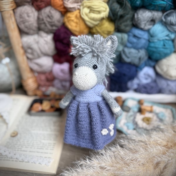 Digital PDF pattern Cottage Style Donkey Amigurumi Crochet Pattern, Woodland Toy