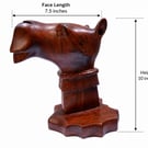Hand Carved Wooden Horse Head Sculpture, Rustic Handmade Equestrian Home Decor