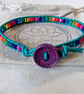 Multicoloured rainbow bead and teal leather bracelet, Pride bracelet  - Image 6