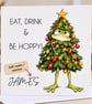 Personalised Funny Frog Christmas Card - Eat Drink & Be Hoppy - Image 3