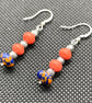 Seductive  Burnt Orange Calsilica Bead Earrings  - Image 2