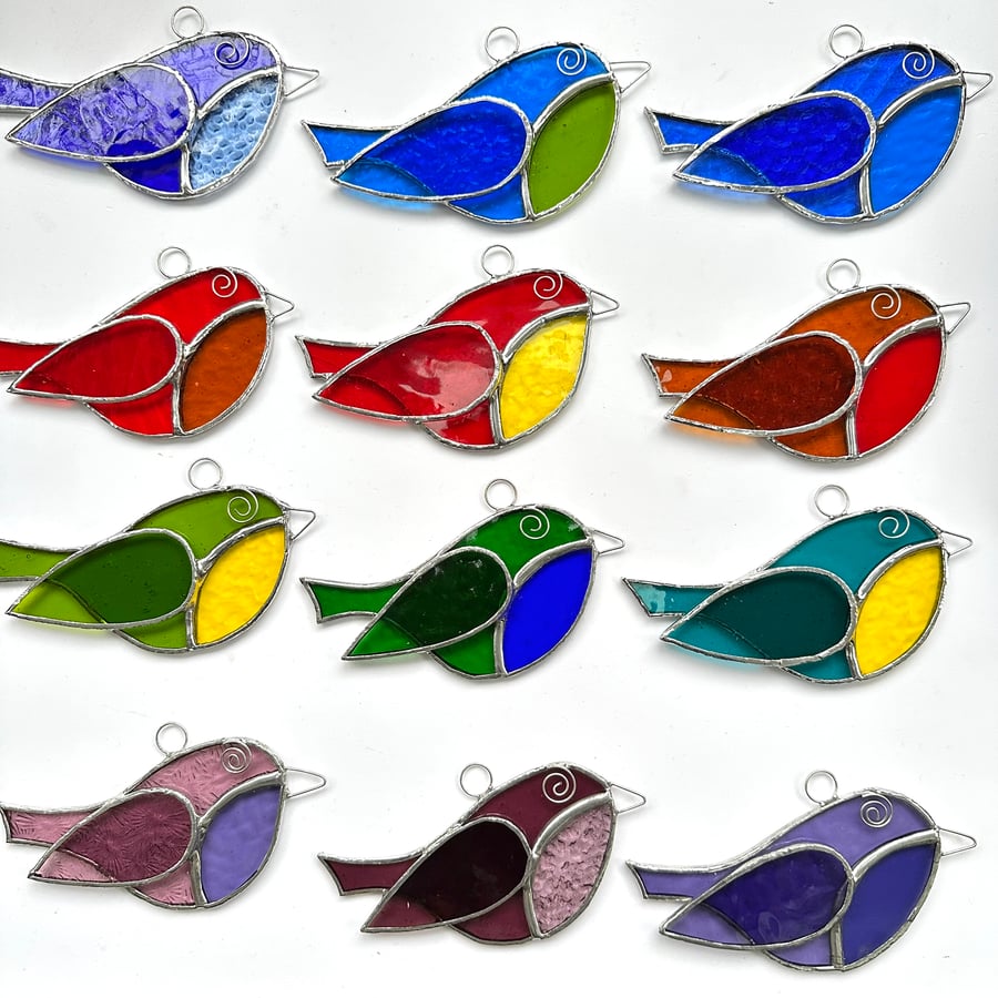 Stained Glass Mini Bird Suncatcher 'TO ORDER' - Handmade Window Decoration 