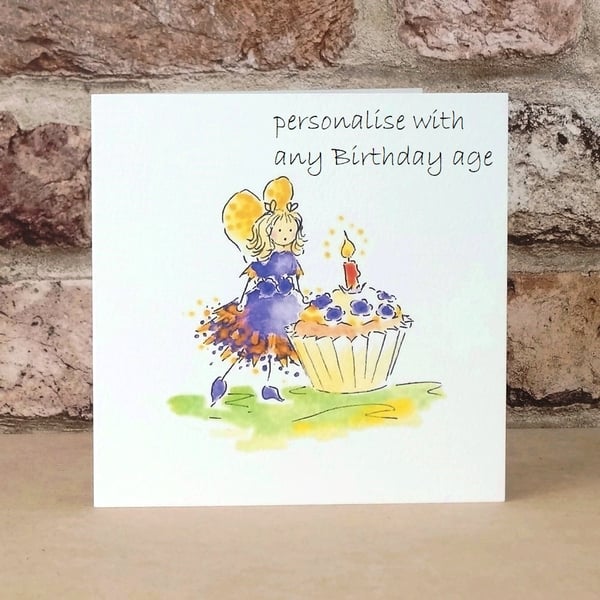 Birthday Card Fairy Candle - Personalised with any age