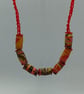 Cocoa Spice Paper Bead Red Cord Necklace 