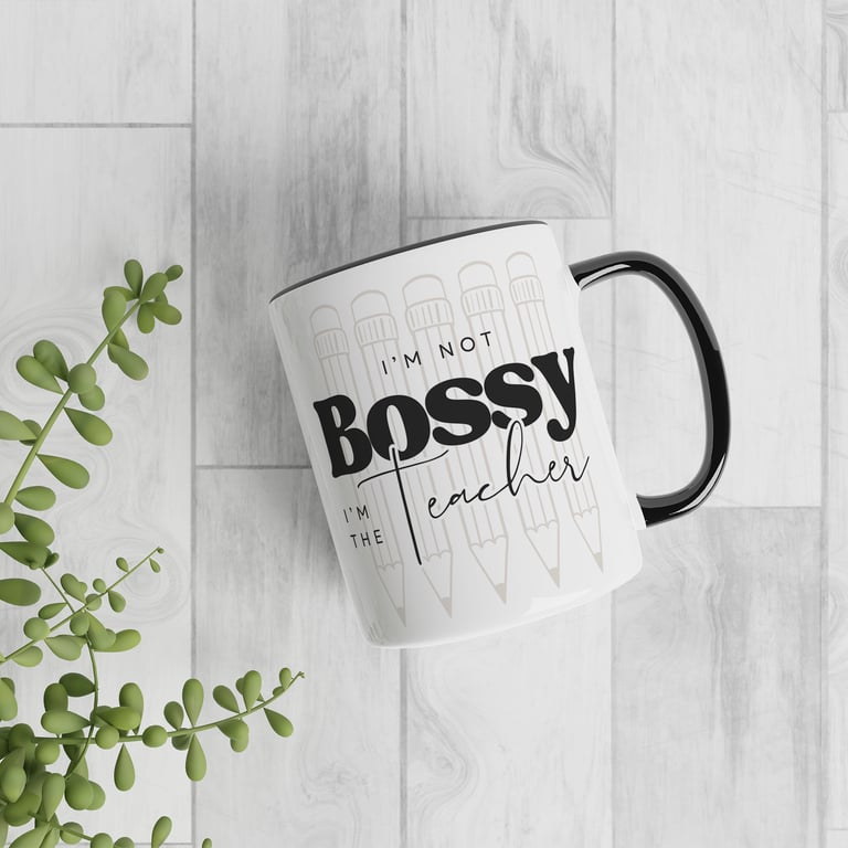 Bossy Teacher - Pencils Mug: Funny Teacher Mug, Small Thank You Gift