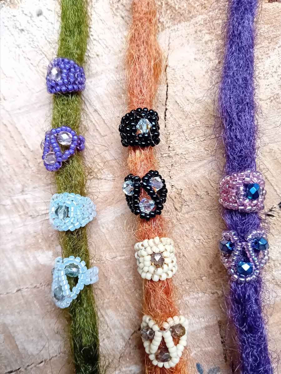 Swirly gems beaded dreadlock bead set - dreadlock accessories