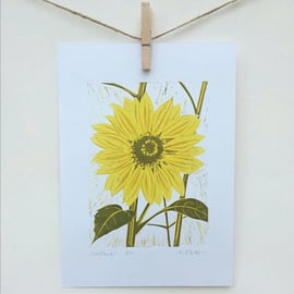 Sunflower - linoprint