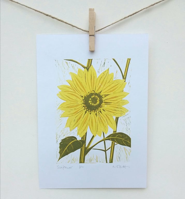 Sunflower - linoprint