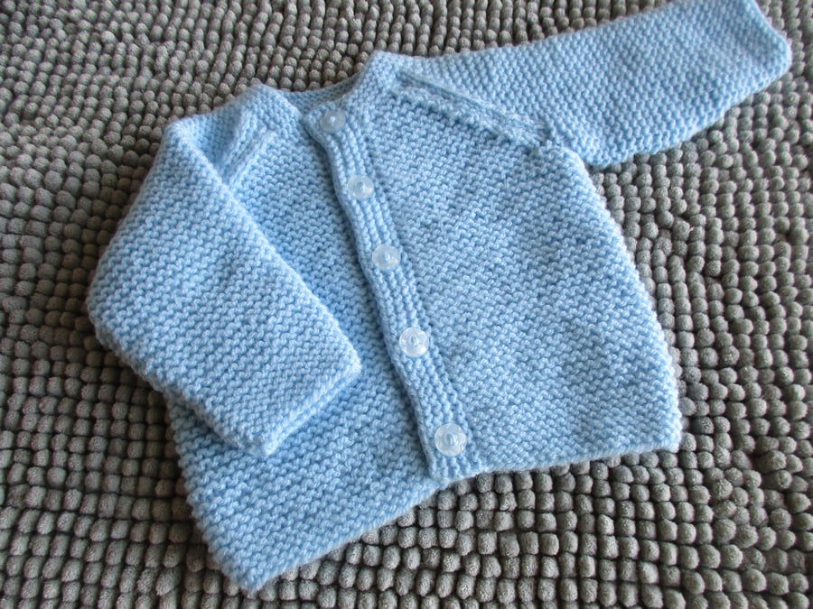 14" Baby Round Neck Garter Stitch Cardigan