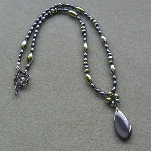 Haematite Drop Necklace Beaded Necklace 