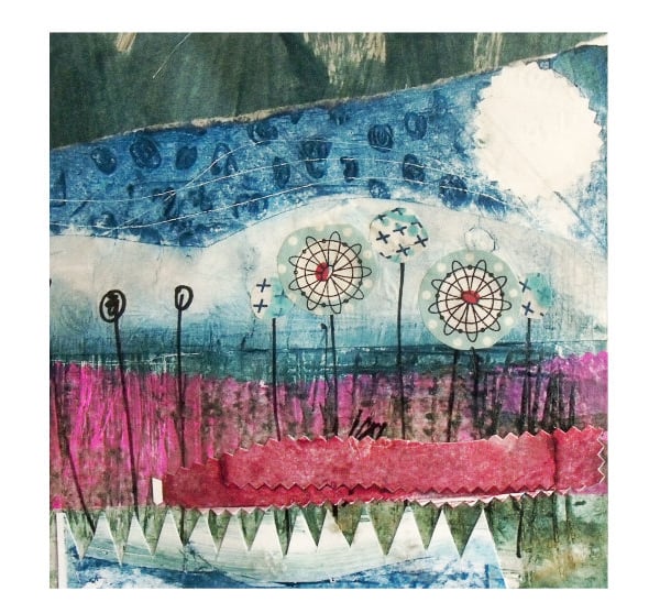 Art Print of my Collagraph and Screen Printed Collage - Across the Fields