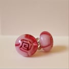 Pink fused glass stud earrings