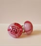 Pink fused glass stud earrings