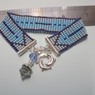 Beaded Loom Charm Bracelet Handmade 