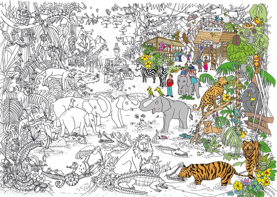 Giant Colouring Poster - Jungle Safari 100 x 70cm