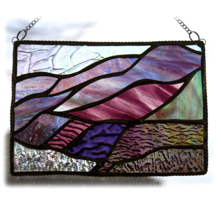 Scottish Mountains Panel Stained Glass Picture Landscape 