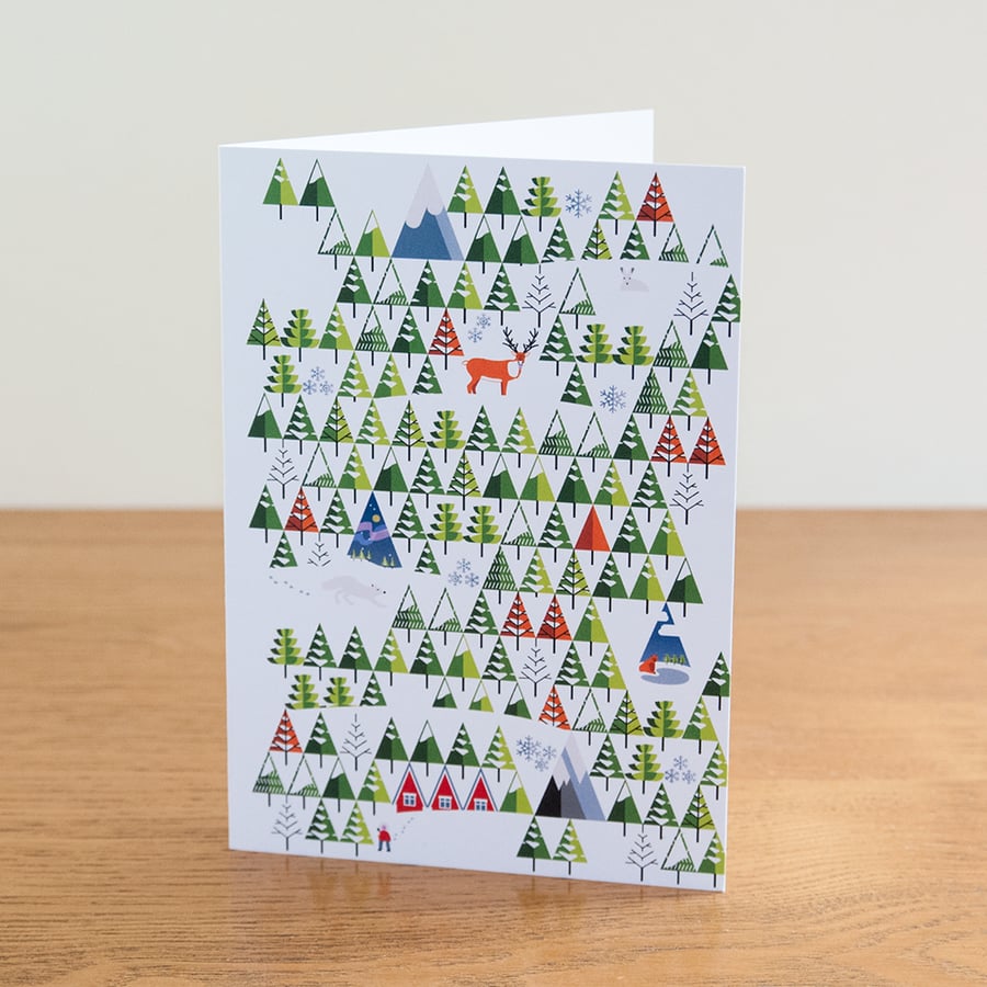 Barnal Sno (Pine Needle Snow) greetings card - "Snow Pattern" design
