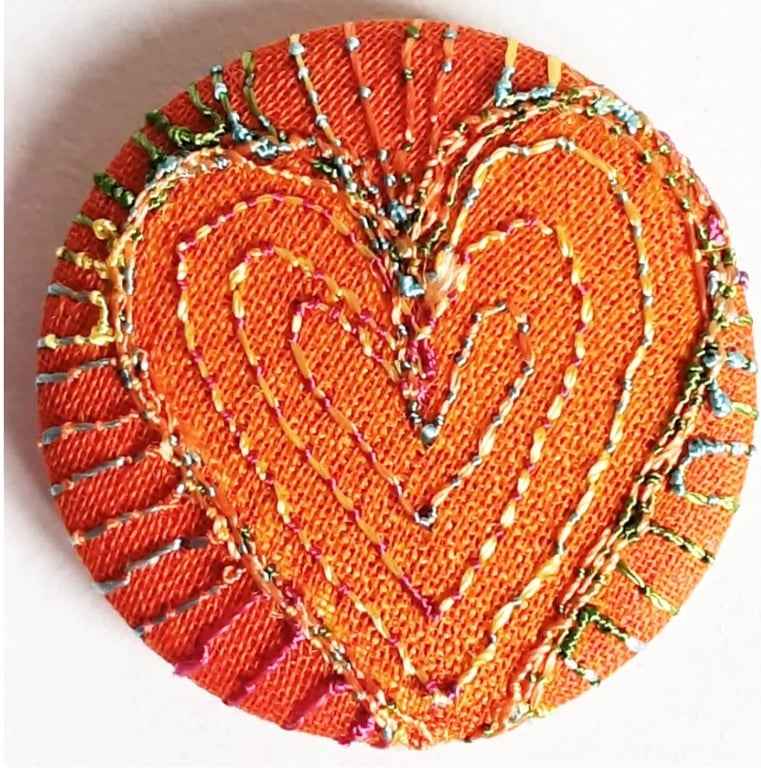 Buttons 1 inch button Hand Dyed Silks and Cottons Free Machine Embroidery Button