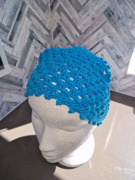 turquoise festival summer hair bandana handmade crochet