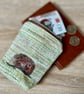 Perfectly Imperfect - zip coin purse with embroidered hedgehog