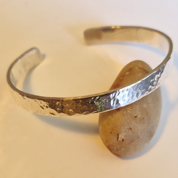 Men's Heavy Sterling Silver Cuff Bracelet: handmade, recycled, textured