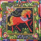 Russian Folk Art Horse Tapestry, Cushion, Kit, Wall-hanging, Pony Ta