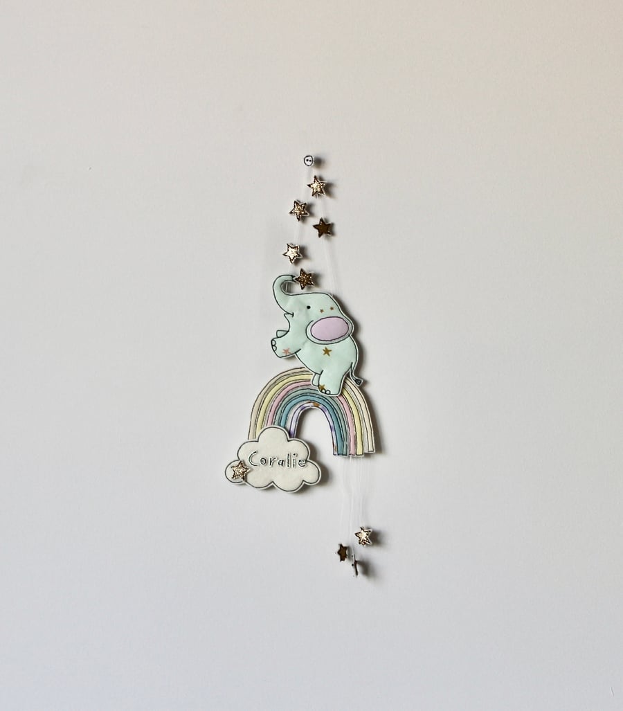 Special Order for Carly - Elephant, Rainbow, Cloud and Stars-Hanging Decoration