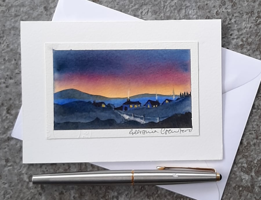 Blank Card. Handpainted Watercolour Art. OOAK