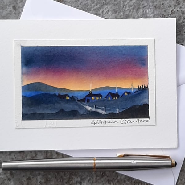 Blank Card. Handpainted Watercolour Art. OOAK