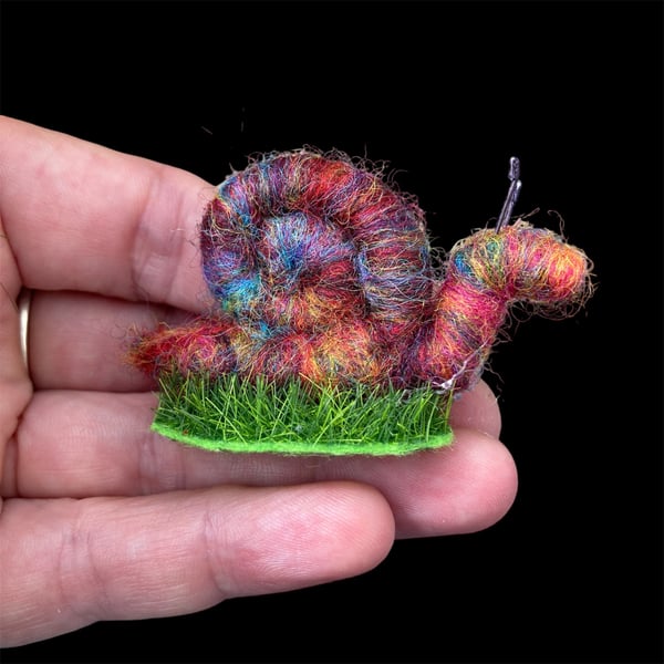 Mini rainbow snail, needle felted sculpture, model