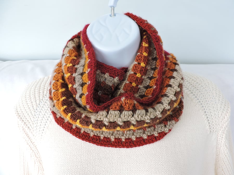 Clearance Sale 5.00 Crochet Infinity Scarf  Autumn