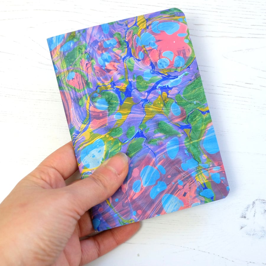 A6 marbled paper mini notebook multicolour 