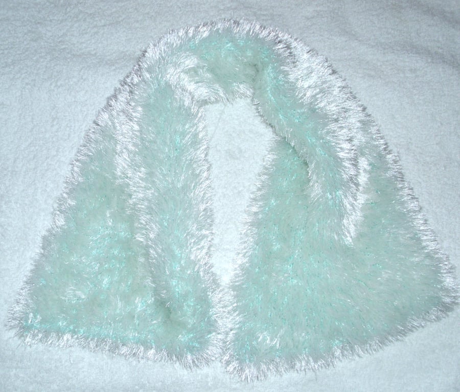 Hand knitted pale mint green scarf