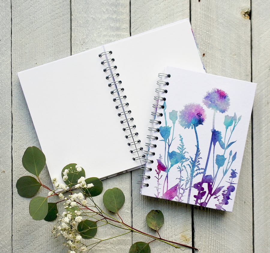 Allium & Lisianthus A5 Spiral Bound Notebook