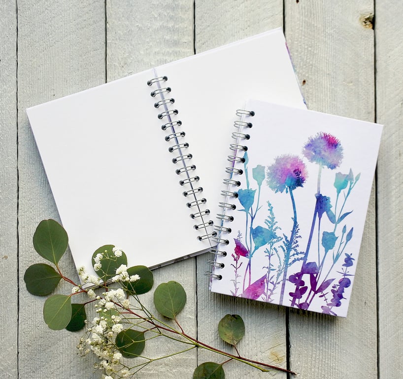 Allium & Lisianthus A5 Spiral Bound Notebook