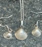 Handmade Fine Silver Shell Earring and Pendant Set