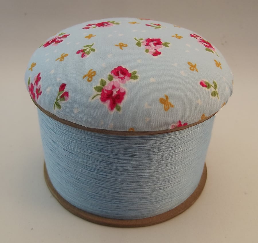 Blue Eyes Cotton Reel Pin Cushion