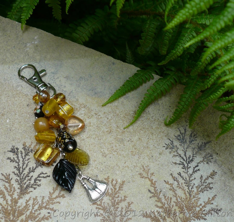 Gold and Black Handbag Charm Unique Handmade KCJ217