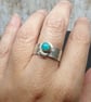 Sterling Silver 925 Floral Textured Larimar Ring Full Hallmark - Image 1