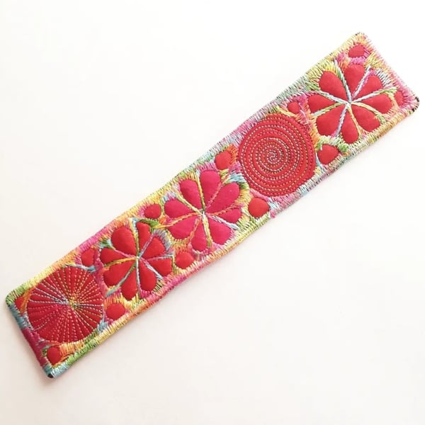 Handmade Embroidered Fabric Bookmark Textile Art Book Lover Gift 